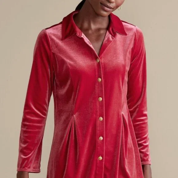 Soft Surroundings Enchanted Velvet Shirt in Navy New With Tags - Picture 2 of 5